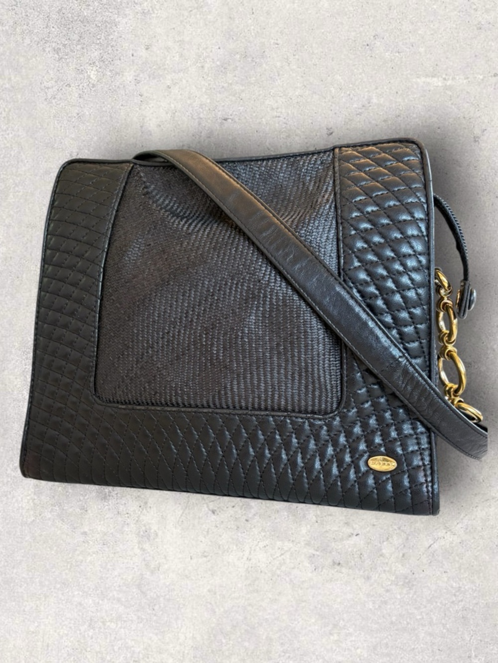Bally Black Quilted Leather Crossbody Bag with Gold Accents - Picture 2 of 3